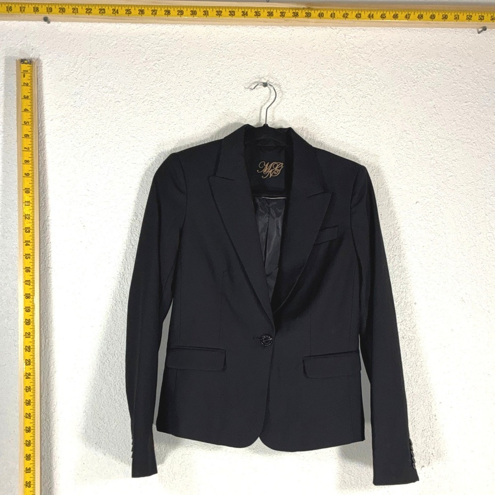 Mango Suit Black Single Button Tailored Blazer Jacket Size 38 45100167
